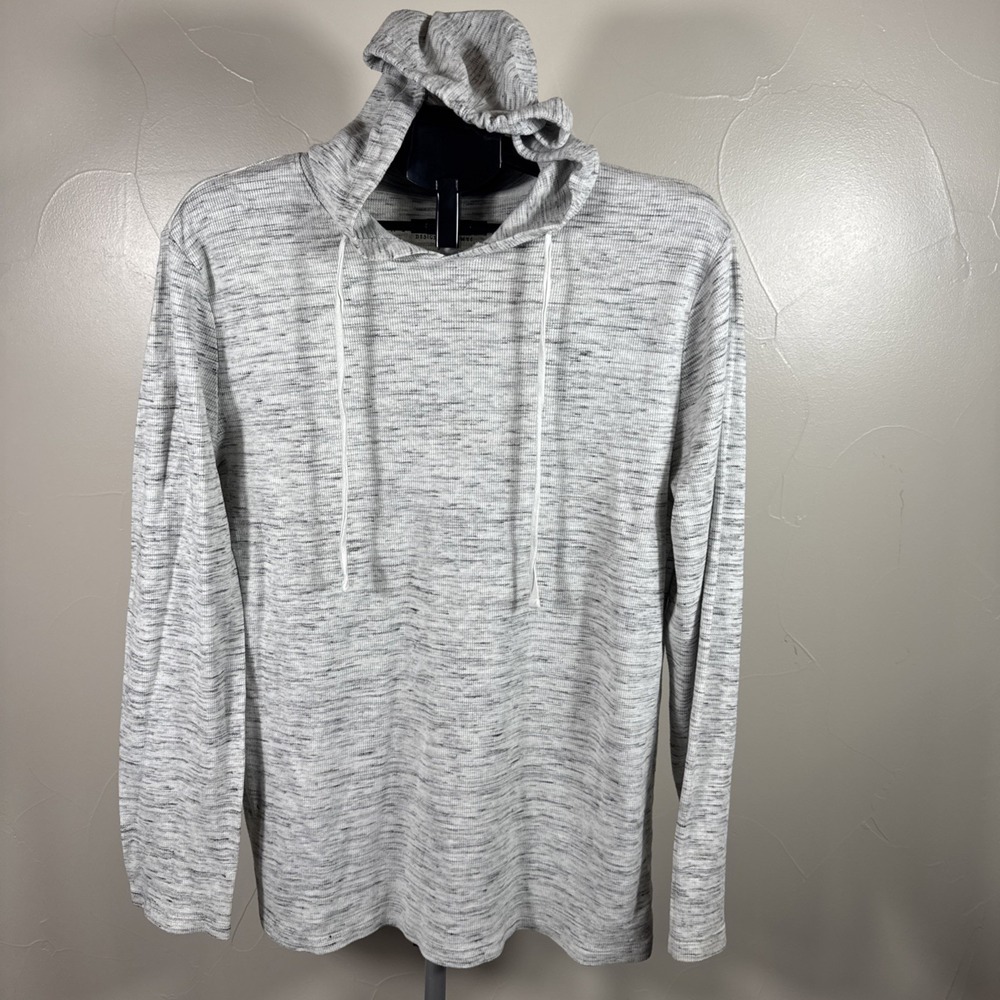 Rustic Souls Mens Large Heather Gray Hoodie Slong Sleeve Pullover Waffle Shirt